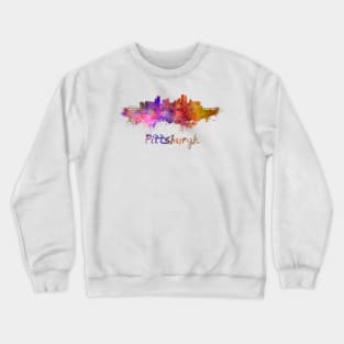 Pittsburgh skyline in watercolor Crewneck Sweatshirt